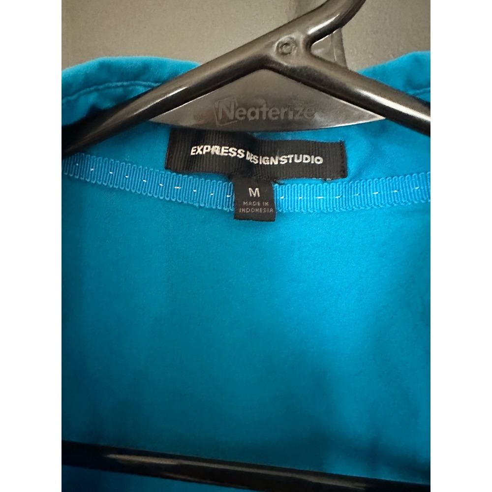 Express Studio Womens Turquoise Blue Ruffle Front‎ Sleeveless Blouse Size M - Picture 2 of 9